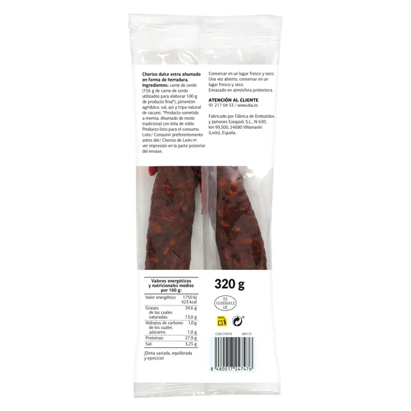 Chorizo de León dulce Dia Nuestra Alacena 320 g 3