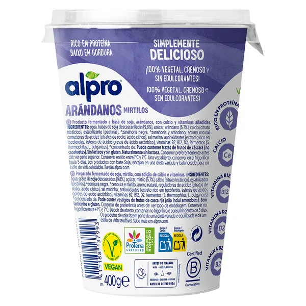 Postre de soja con arándanos Alpro vaso 400 g 2