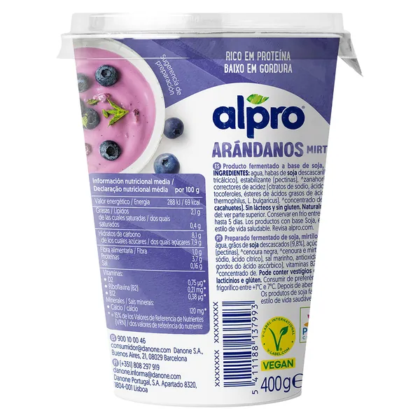Postre de soja con arándanos Alpro vaso 400 g 3