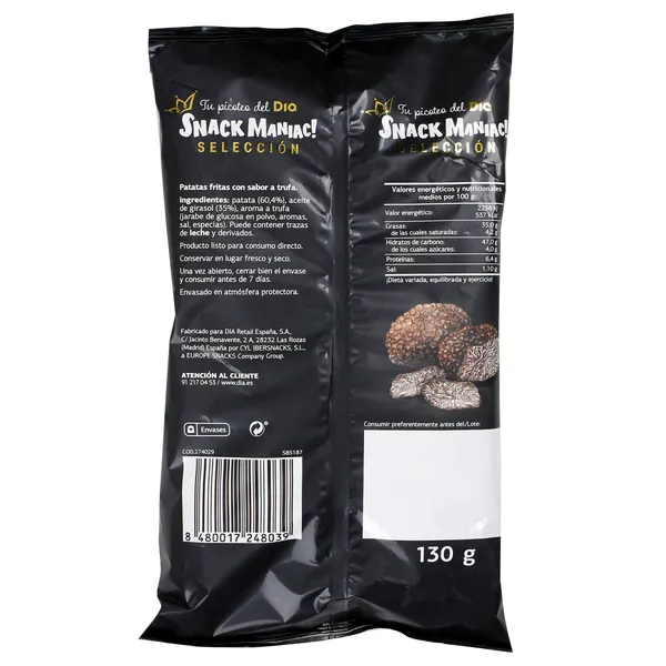 Patatas fritas sabor trufa Snack Maniac de Dia bolsa 130 g 2