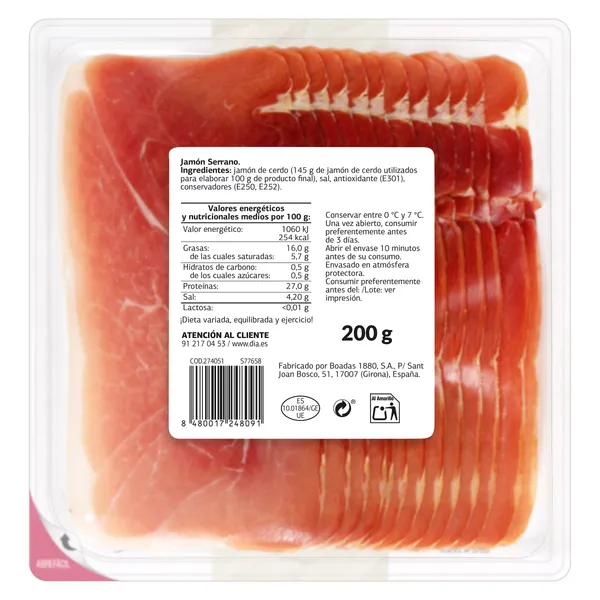 Jamón Serrano Dia Nuestra Alacena 200 g 3