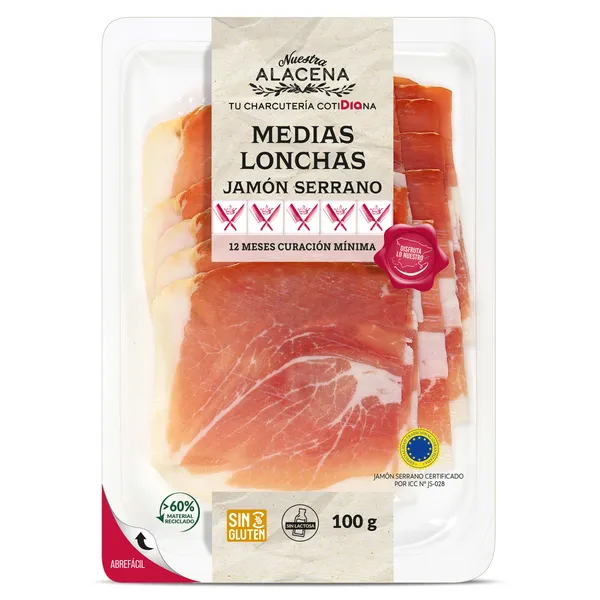 Jamón serrano medias lonchas Dia Nuestra Alacena 100 g 2