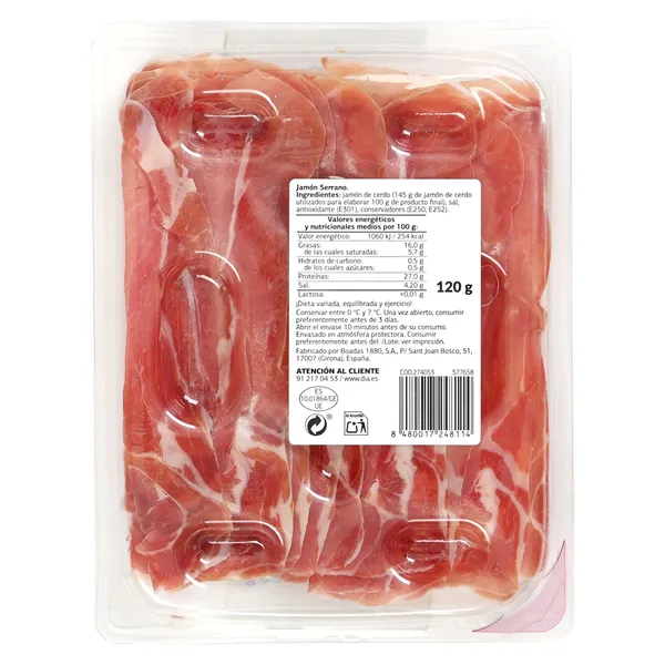 Jamón serrano lonchas extrafinas Dia Nuestra Alacena 120 g 3