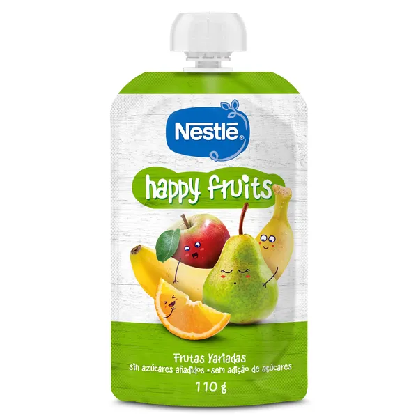 Postre lácteo infantil con puré de 4 frutas happy fruits Nestlé bolsa 110 g