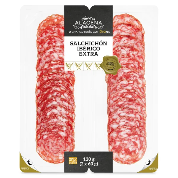 Salchichón ibérico extra Nuestra Alacena de Dia bandeja 2 x 60 g