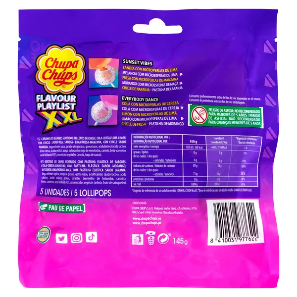 Caramelos con palo flavour playlist xxl Chupa Chups bolsa 145 g 2