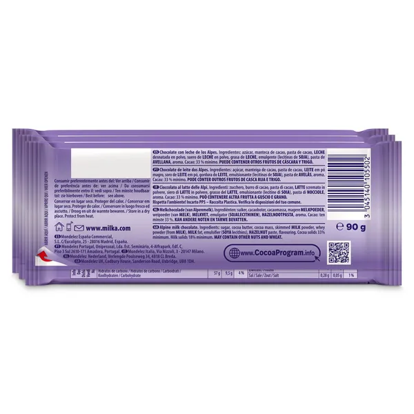 Chocolate con leche Milka 3 x 90 g 2