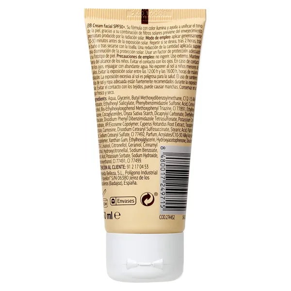Crema solar facial bb tono medio spf 50+ Imaqe de Dia tubo 50 ml 2