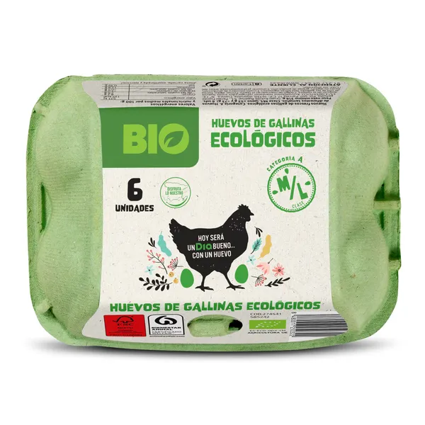 Huevos ecológicos categoría A clase M/L Dia bandeja 6 unidades 2