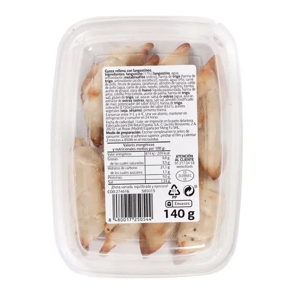 Gyozas de langostino al teppanyaki Al Punto Dia bandeja 140 g 2