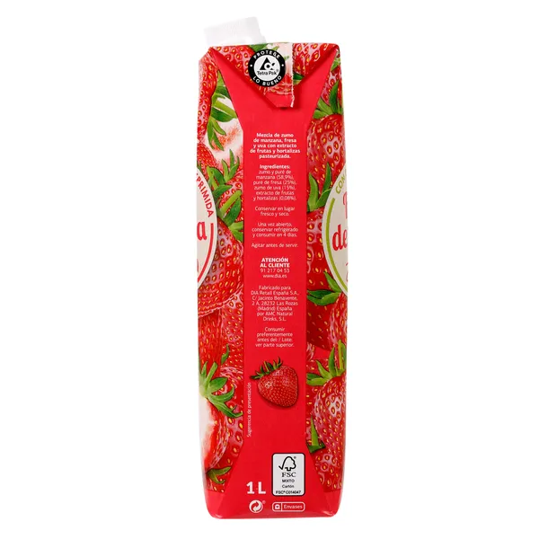 Mezcla de zumo de manzana, fresas y uvas con hortalizas Zumosfera de Dia brik 1 l 3