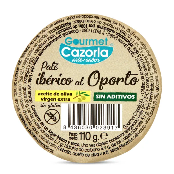 Paté ibérico al oporto Gourmet cazorla frasco 110 g