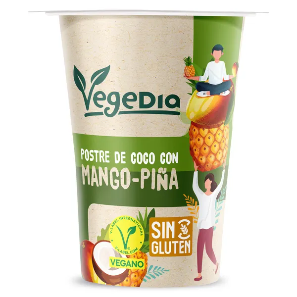 Postre vegetal de mango y piña con bebida de coco Vegedia vaso 150 g
