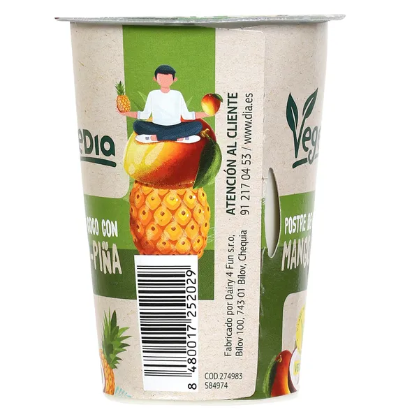 Postre vegetal de mango y piña con bebida de coco Vegedia vaso 150 g 4