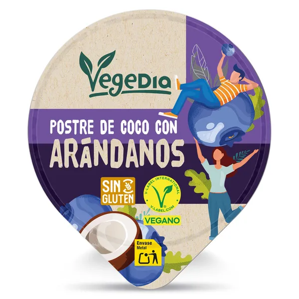 Postre vegetal de arándano con bebida de coco Vegedia vaso 150 g 2