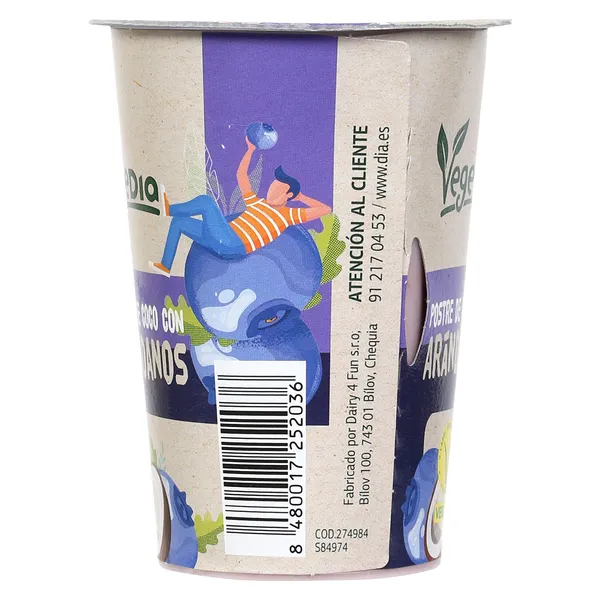 Postre vegetal de arándano con bebida de coco Vegedia vaso 150 g 4