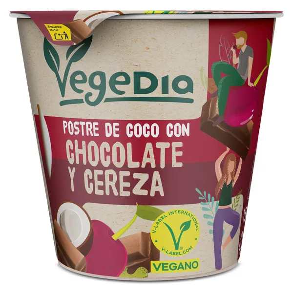Postre vegetal de chocolate con cereza Vegedia vaso 150 g 2