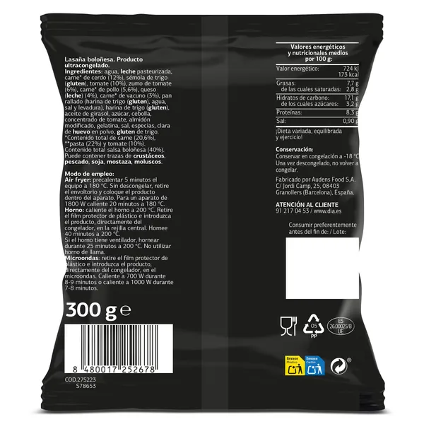 Lasaña boloñesa Dia Al Punto 300 g 3