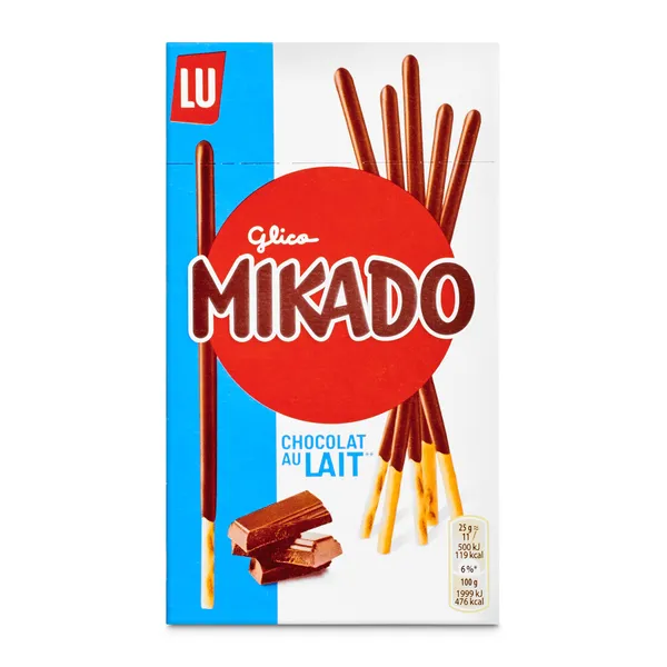 Palitos de galleta recubiertos de chocolate con leche Mikado estuche 75 g 2