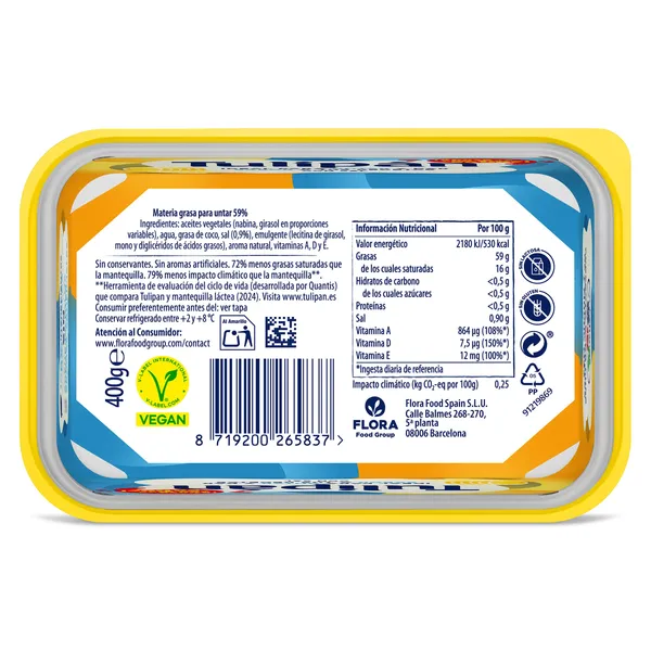 Margarina con sal Tulipán 400 g 4