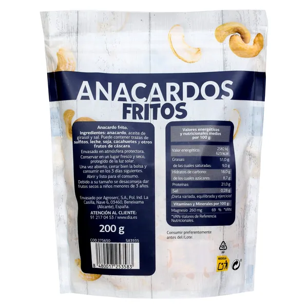 Anacardos fritos Naturmundo de Dia bolsa 200 g 2