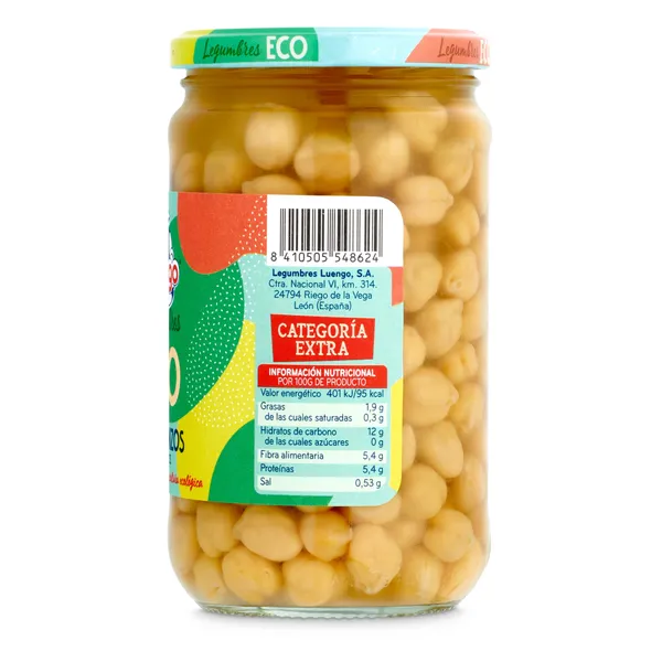 Garbanzos cocidos ecológicos Luengo 400 g 2
