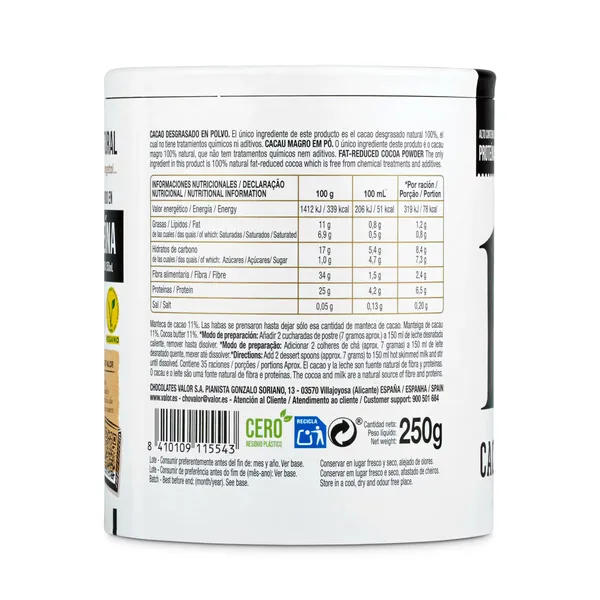 Cacao puro en polvo Valor 250 g 3