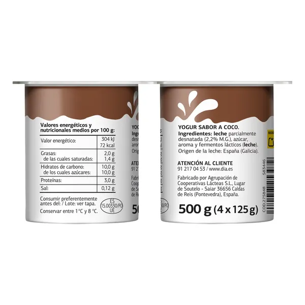Yogur sabor coco Dia Láctea 4 x 125 g 5