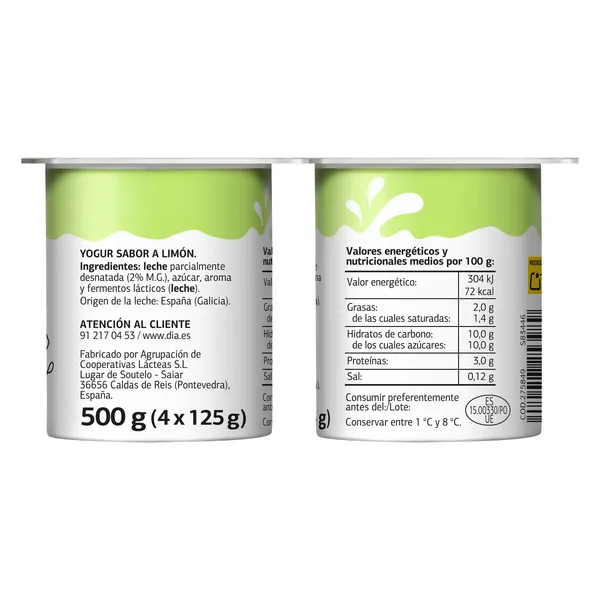 Yogur sabor limón Dia Láctea 4 x 125 g 5