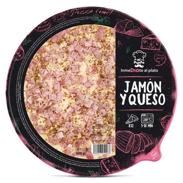 Pizza jamón y queso familiar Dia Al Punto 600 g 2