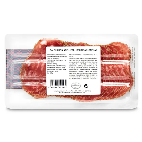 Salchichón a la pimienta Sola 100 g 3