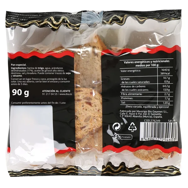 Mini tostas con arándanos El molino de Dia 90 g 2