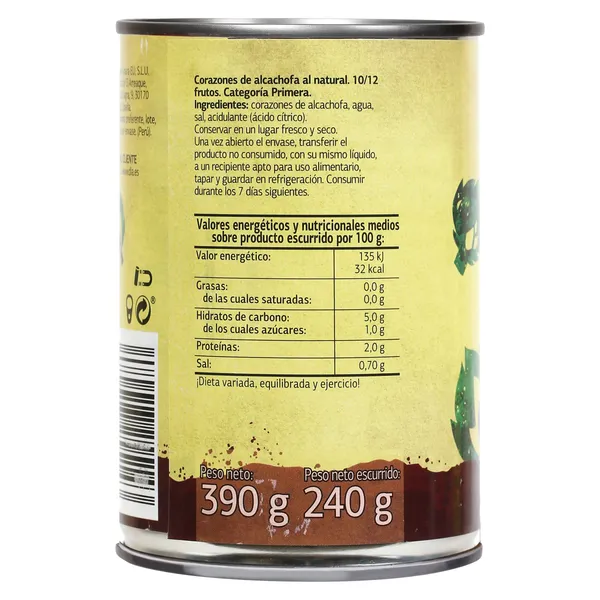 Corazones de alcachofa Dia Vegecampo 240 g 2