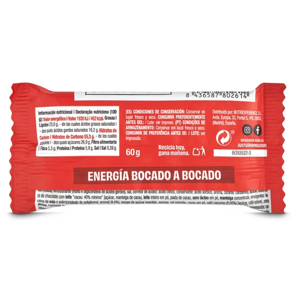 Barritas energéticas de avena sabor capuchino Just loading bolsa 60 g 2