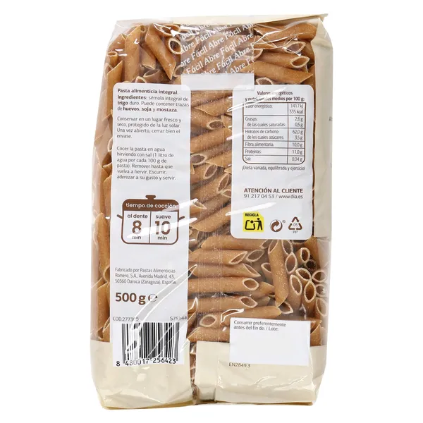Macarrones integrales Dia Al Diante 500 g 3