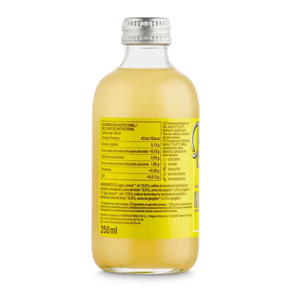 Kombucha con jengibre y limón Komvida 250 ml 3