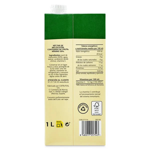 Néctar de melocotón Saborfera de Dia brik 1 L 3