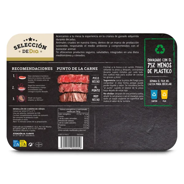 Medallón de vacuno Selección de Dia 300 g aprox. 5