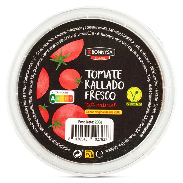 Tomate rallado natural Bonnysa 200 g 2