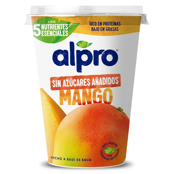 Postre de soja sabor mango sin azúcar Alpro vaso 400 g