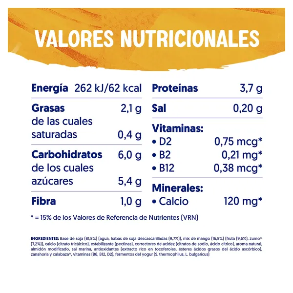 Postre de soja sabor mango sin azúcar Alpro vaso 400 g 3