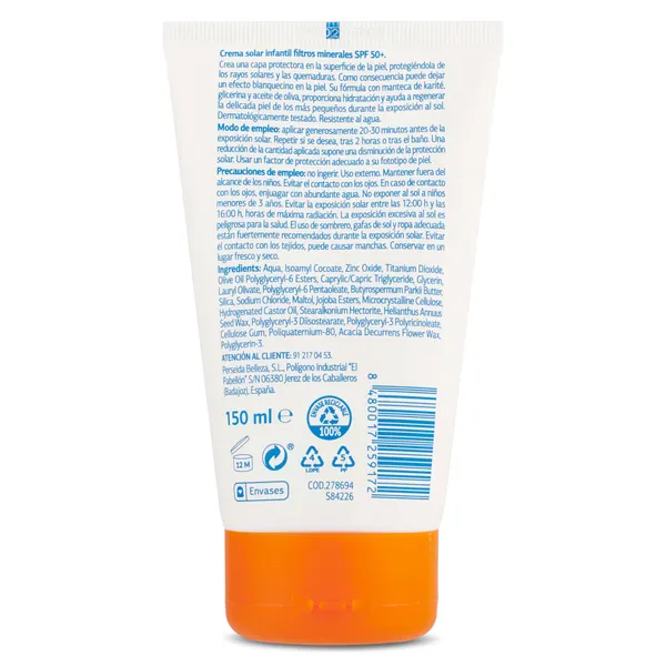 Crema solar infantil filtros minerales spf 50 Imaqe de Dia tubo 150 ml 2