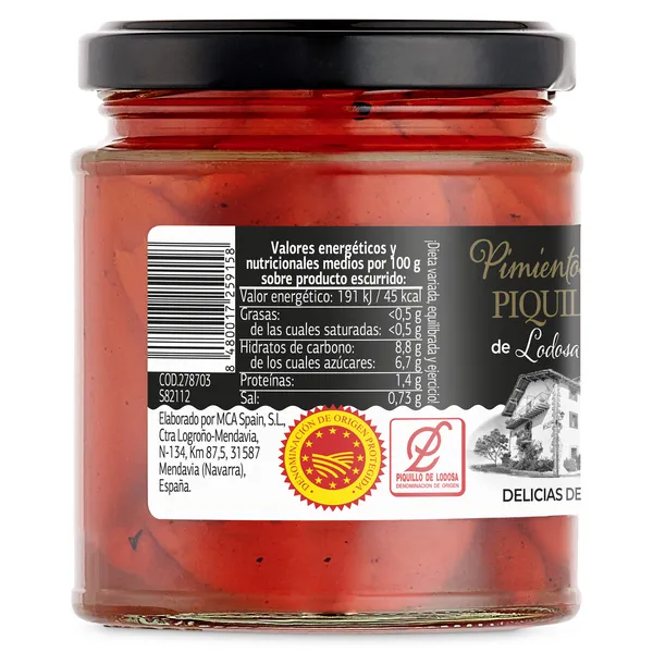 Pimientos de piquillo D.O.P. de Lodosa Delicias de Dia frasco 220 g 3