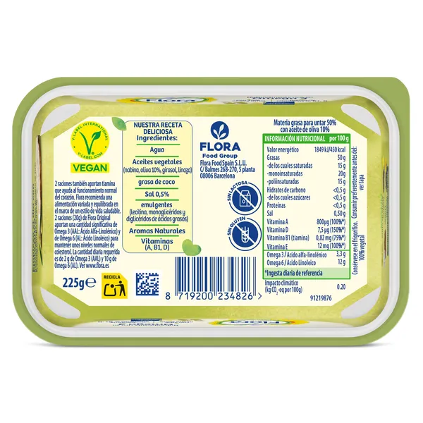 Margarina al toque de aceite de oliva Flora 225 g 4