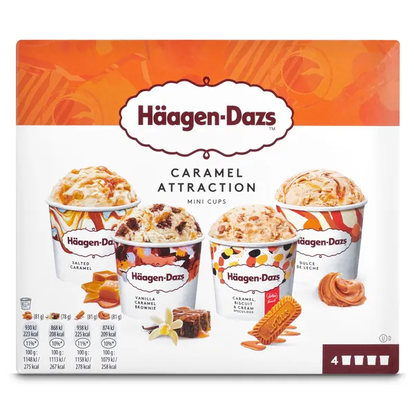 Helado caramel collection mini cups 4 unidades Haagen Dazs 321 g 2