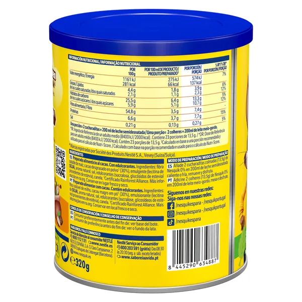 Nesquik 0% azúcares añadidos 320 g 3