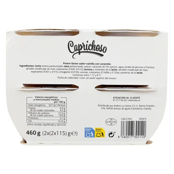 Copa de vainilla con caramelo y nata Dia Caprichoso 4 x 115 g 5