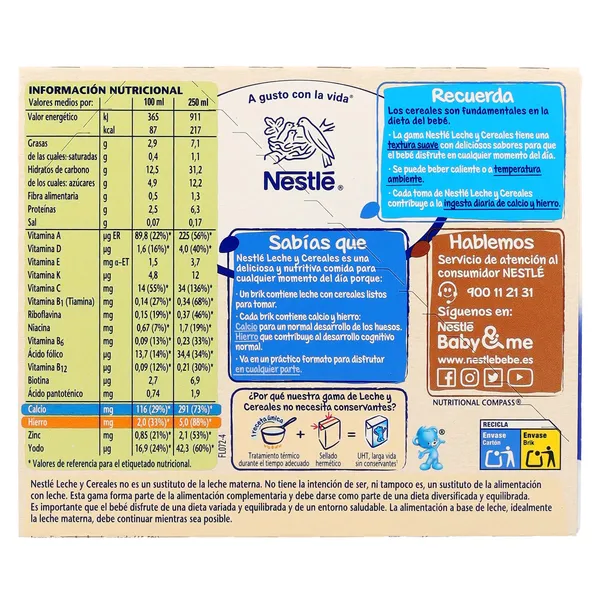 Papilla líquida 8 cereales con miel Nestlé caja 2 x 250 ml 3