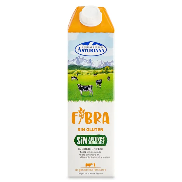 Leche semidesnatada fibra Central Lechera Asturiana pack 6 x 1 L 2