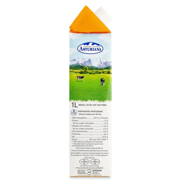 Leche semidesnatada fibra Central Lechera Asturiana pack 6 x 1 L 5